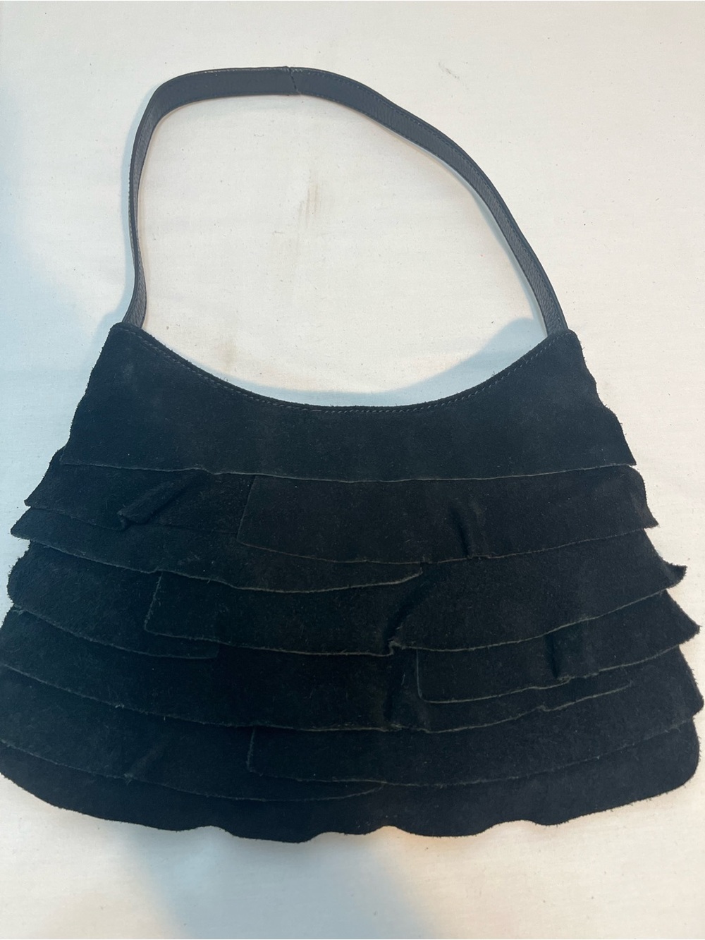 Coldwater Creek Black Ruffle Shoulder Bag